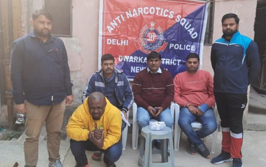 The team of Dwarka Police which nabbed the African national along with heroin worth Rs 5 crore