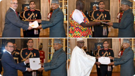 President accepts credentials from 4 new envoys posted in Delhi